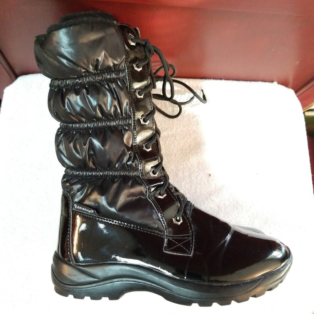 Reneeze Patent & Puffer lace up & zip up boots 7